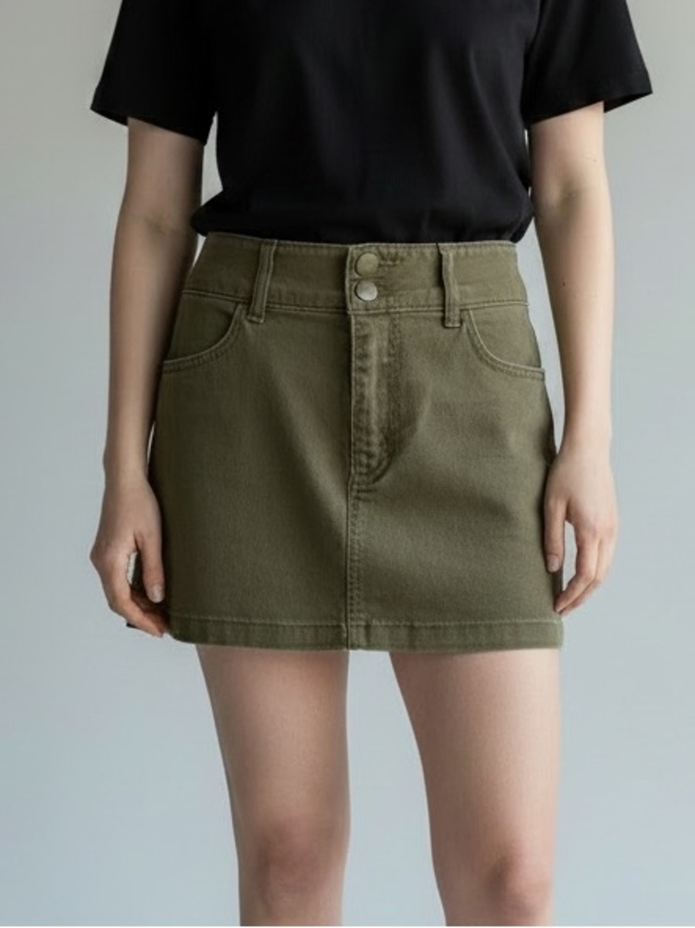 RSQ Olive Green Mini Skirt Size 27 :90s / Y2K Low Rise Utility Denim Mini Skirt